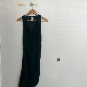 Teal dress with diagonal cut